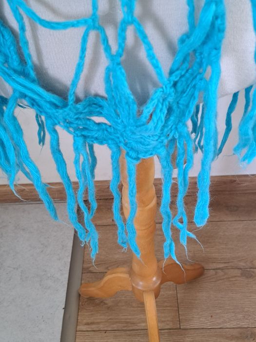 Duża trójkątna turkusowa chusta vintage 58