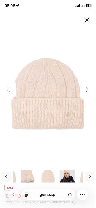 Czapka Tommy Hilfiger zimowa beżowa