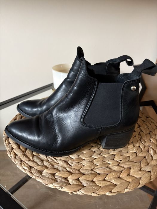 Czarne botki Made in Portugal 39 Skóra naturalna