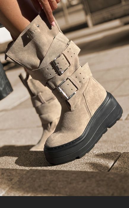 Buty damskie ,workery, botki,beyco rozmiar 37,38, skóra zamszowa