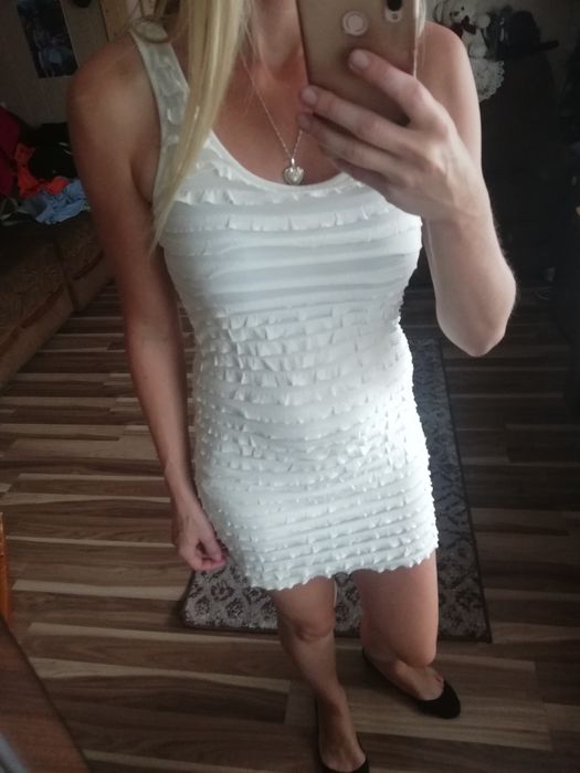 Sukienka tunika h&m xs na s kremowa, bez wad