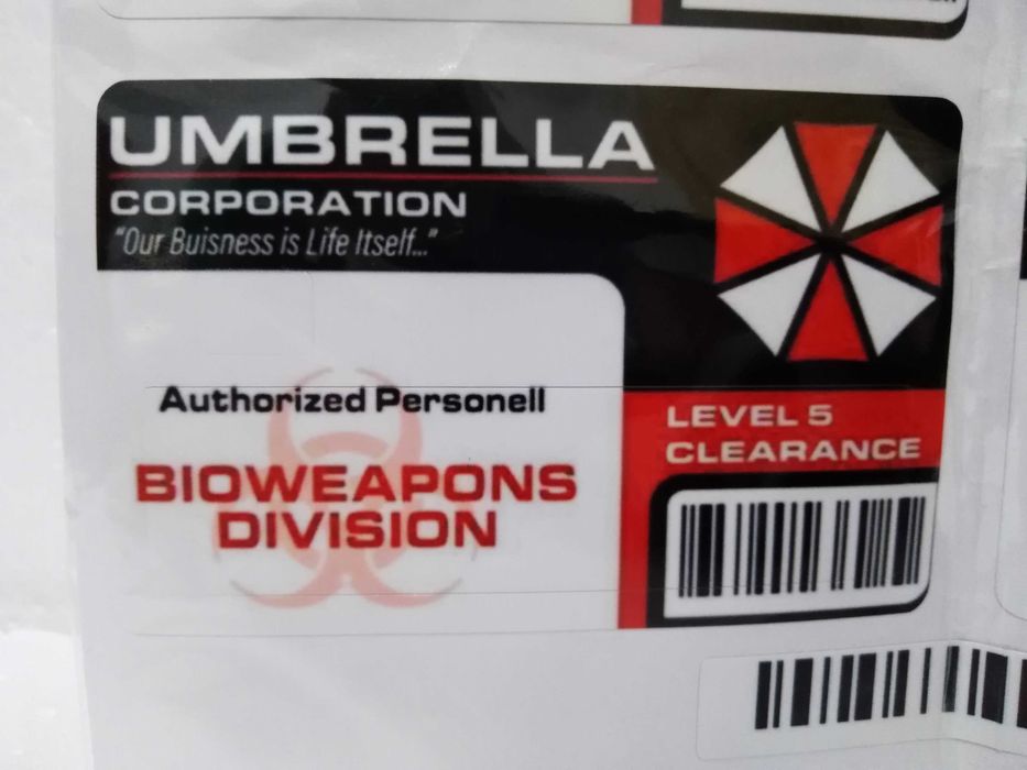 Adesivos Cartão Identificação Bioweapons Division 5 Level Clearance Authorised Personell