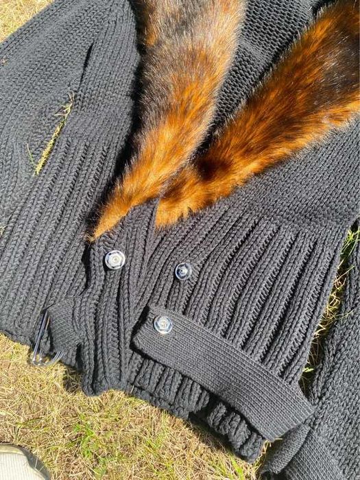 Sweterek damski vintage futerko Avant Garde czarny coquette S