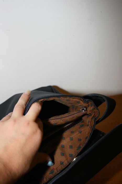 Mala Azul Escura Vintage Pele Sintética