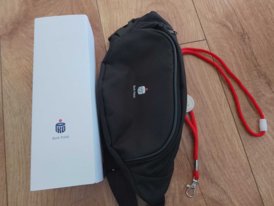 nerka szklany bidon i smycz PKO nowe nieużywane zestaw