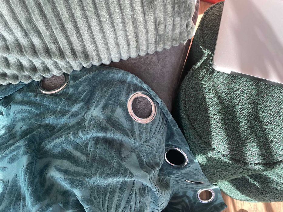 2x zasłony liście wzór roślinny Designerskie 133x 260 Przelotki UNIKAT