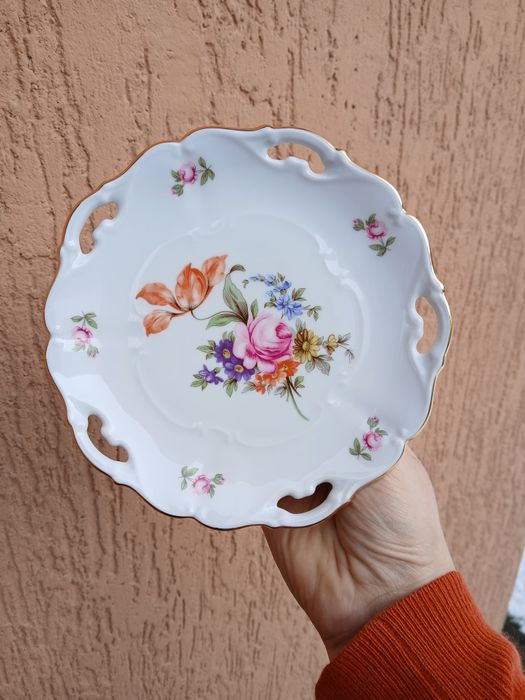 Цукерниця на ніжці Мейсенский букет фарфор Чехия конфетница