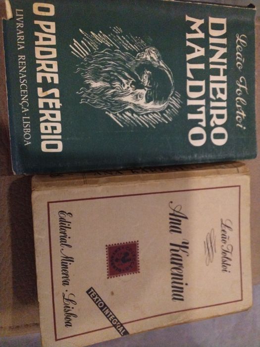 2 livros antigos de Tolstói – “Ana Karenina” + “O Padre Sérgio