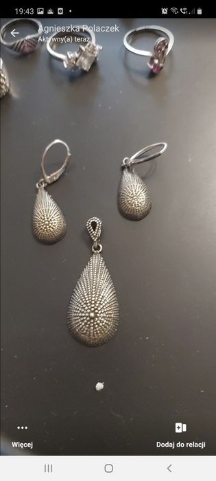 Stara biżuteria  zestaw srebrnej biżuterii