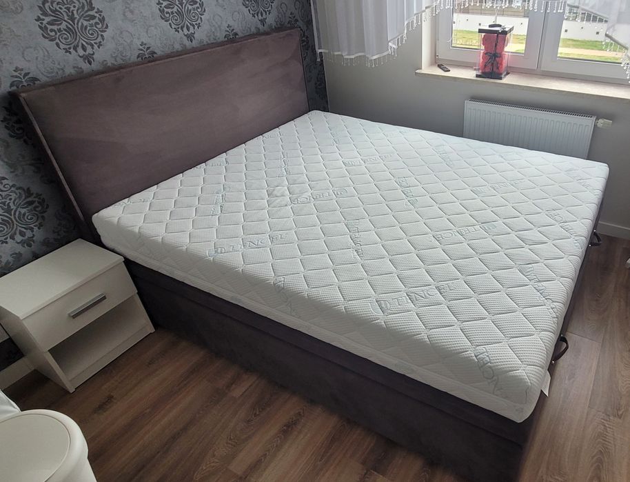Solidne łóżko tapicerowane 160x200 | 2x Duży Pojemnik | Wysoki Zagłówek