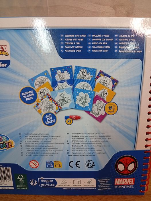 Kolorowanka wodna spidey z długopisem do napełnienia wody