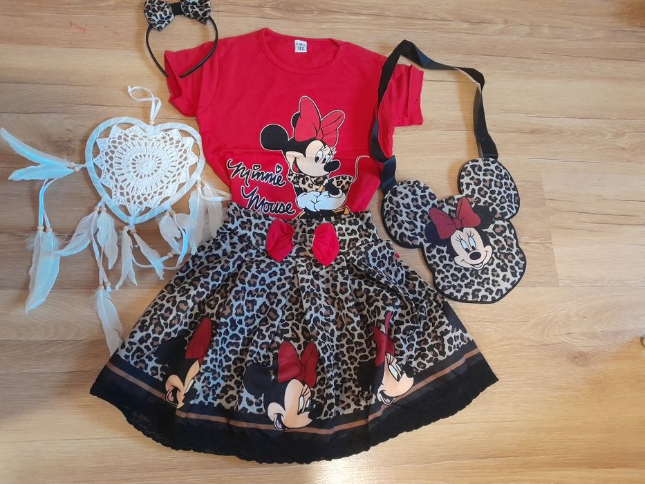 Zestaw komplet spódniczka bluzka panterka Miki 104