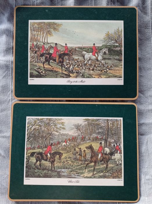2 duże podkładki coastery z końmi vintage Schubert tamat-secie