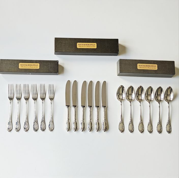 Elegancki komplet srebrnych sztućców 925 Koch & Bergfeld