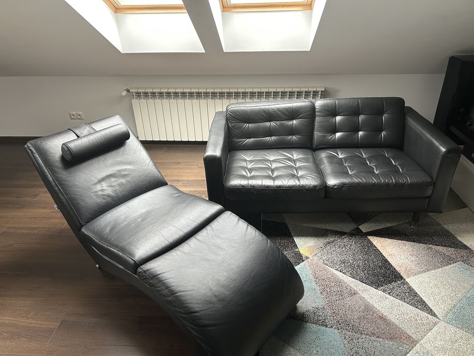 Meble do salonu Sofa + Szezlong skorzany