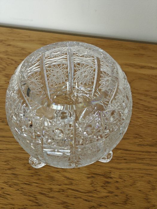 Kryształy PRL Misa na nóżkach, Wazon Kula, Owocarka