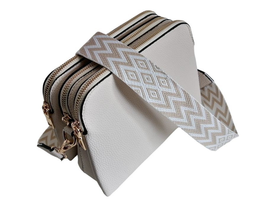 Klasyczna Torebka Damska Listonoszka Na Ramię - Beżowa