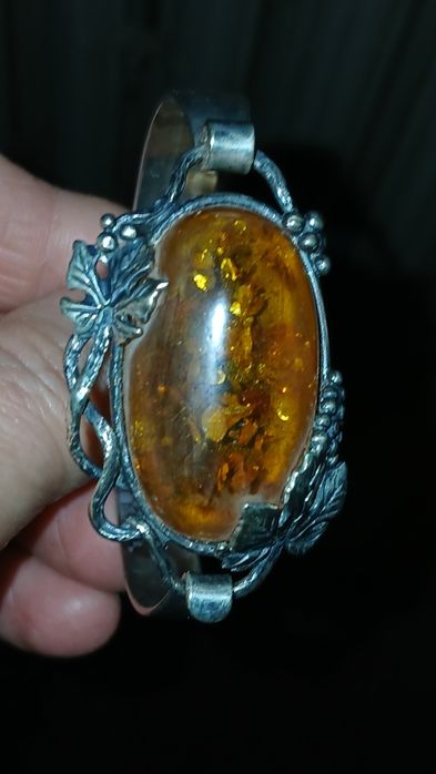 Bransoletka srebro 925 bursztyn autor Niels Erich Fromm