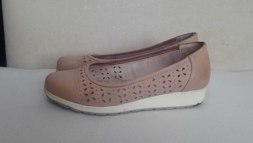 LASOCKI półbuty czółenka mokasyny damskie skóra nat. ażurowe beż r. 39