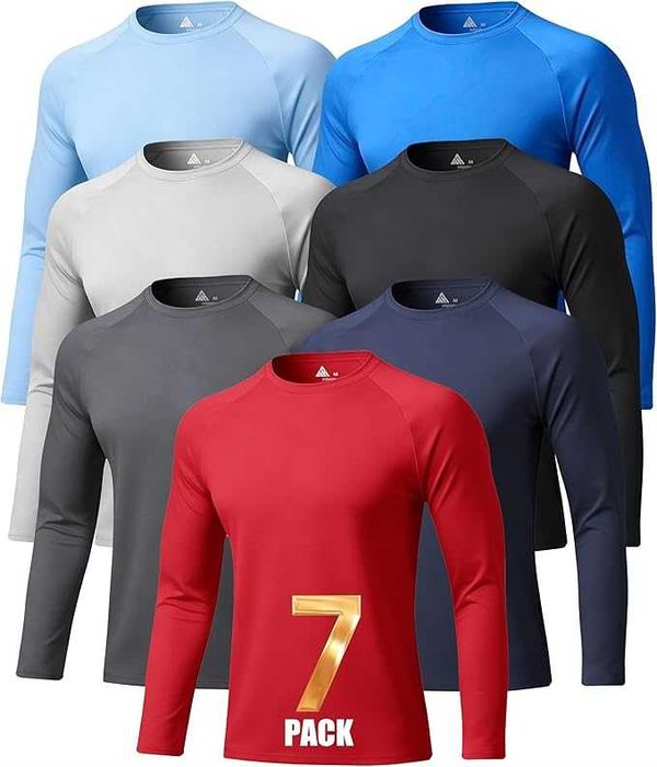 Camiseta masculina de manga comprida com proteção solar UPF 50+, secagem rápida e tecido leve, ideal para corrida e natação.