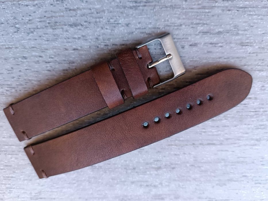 Brązowy skórzany pasek zegarka 18 mm mat