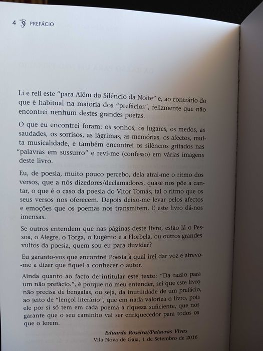 Livro ' para Além do Silêncio da Noite ' de Vítor Tomás
