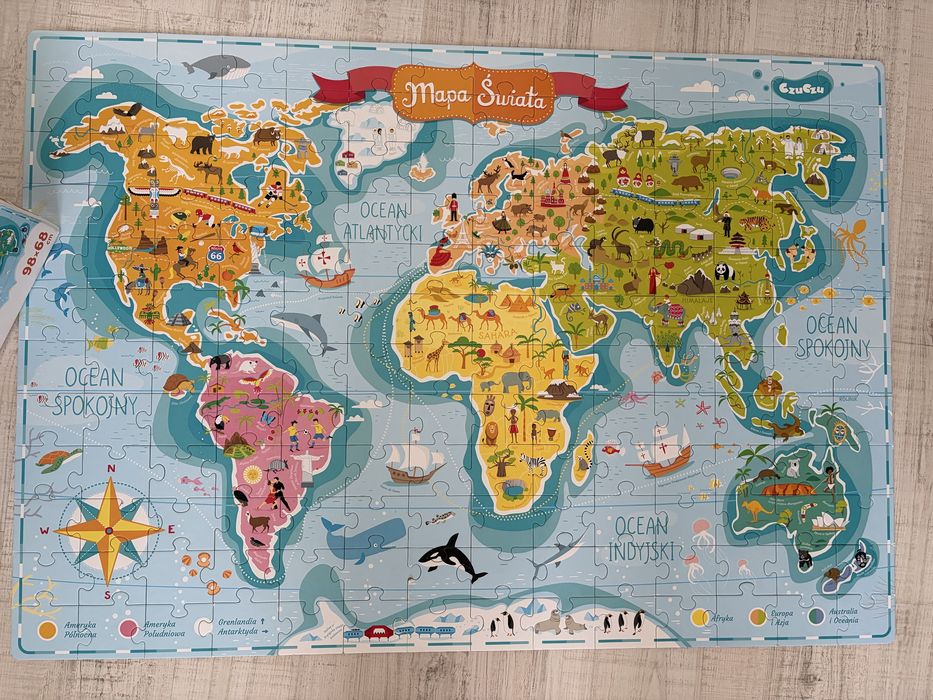 Puzzle Czuczu mapa świata stan bardzo dobry