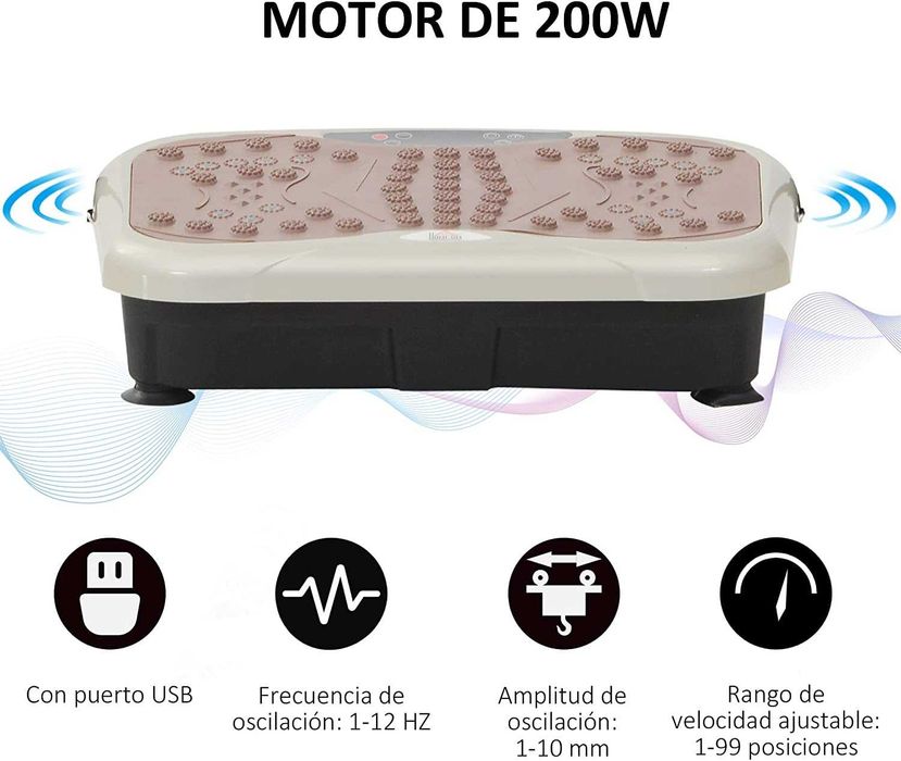 Placa de vibração,200 W, controlo remoto 99 velocidades