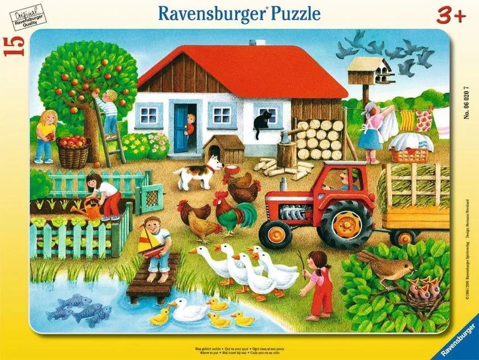 Puzzle ramkowe 15 elementów. Gospodarstwo. Ravensburger