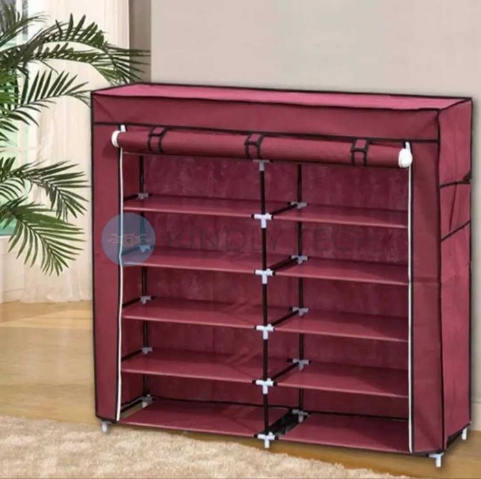 Тканинна подвійна полиця-шафа стелаж для взуття  Shoe Cabinet 6х2 пол.