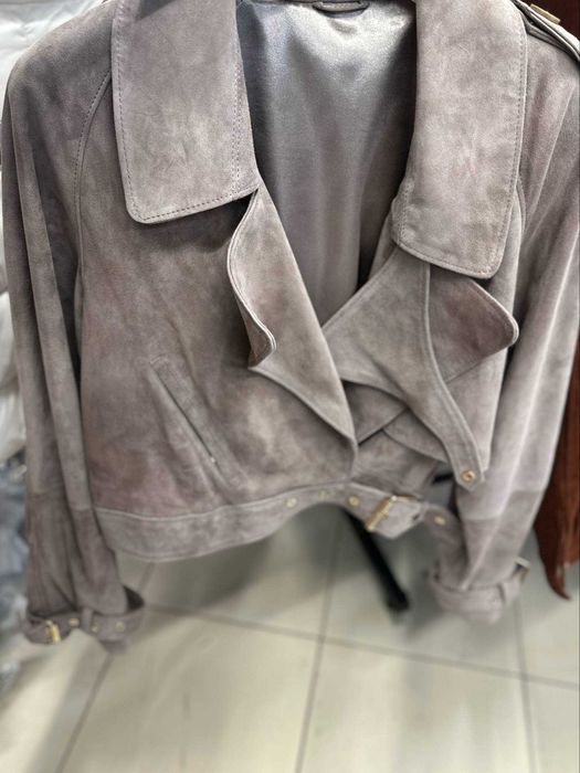 Kurtka stylowa skórzana ramoneska zamsz naturalny