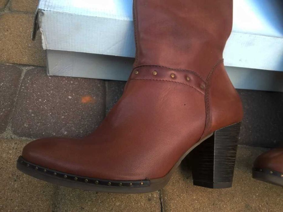 NOWE Buty-Kozaki KOWBOJKI Damskie-38 Skóra100% BRĄZ I-Klasa Gw6 +Fleki