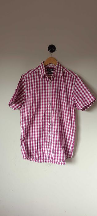 Casualowa koszula w kratkę z krótkim rękawem M (medium) bawełniana