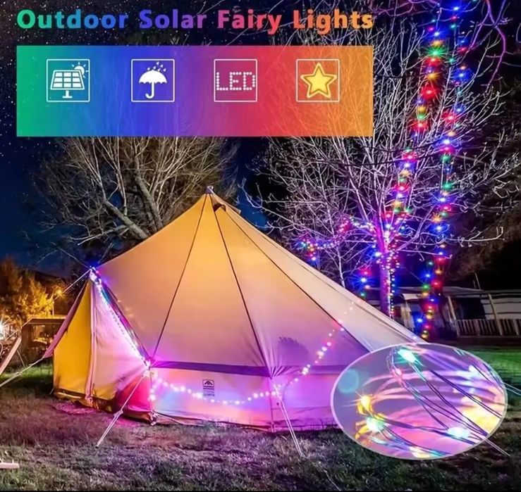 Продам гірлянди на сонячних панелях 30 m гірлянд