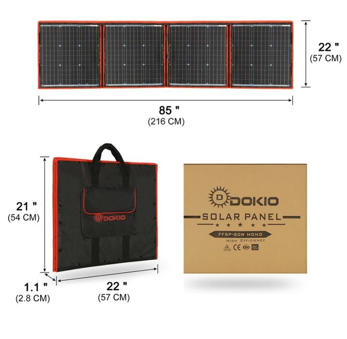 Dokio 160w солнечная мобильная панель переносная, зарядное устройство