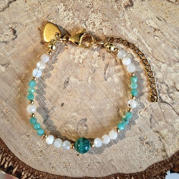 Bransoletka młodości amazonit, turkus afrykański, kamień księżycowy