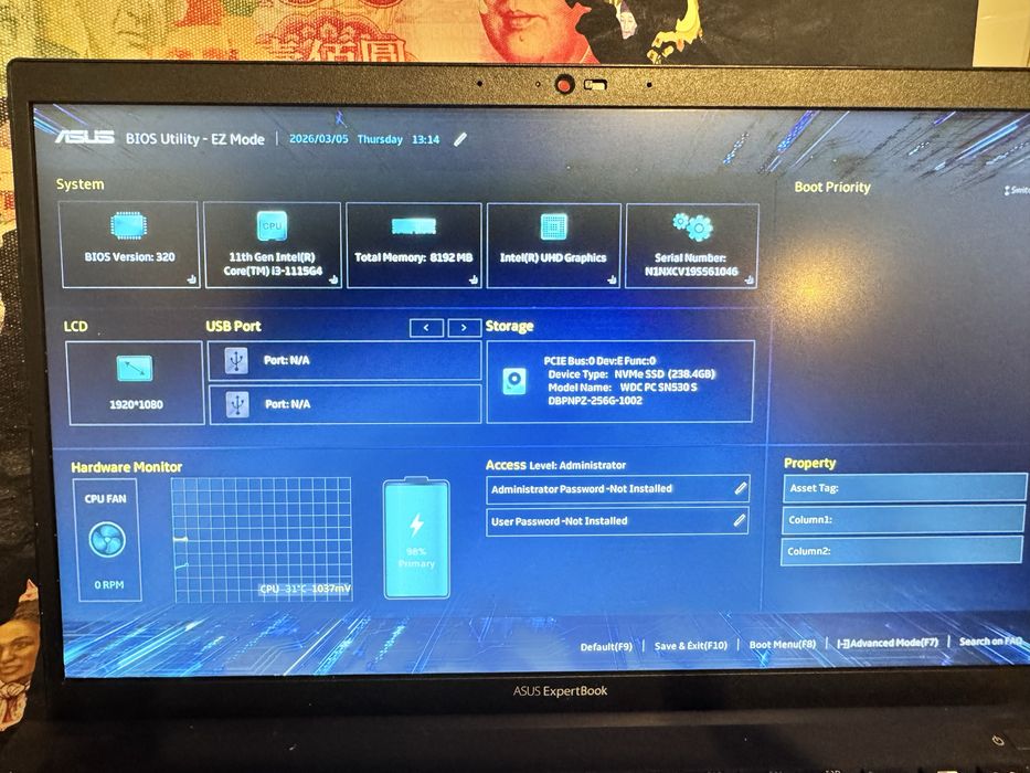 ASU’s ExpertBook i3-1115G4 • 8Gb • 256 gb NVMe  Model b1400C 30шт.