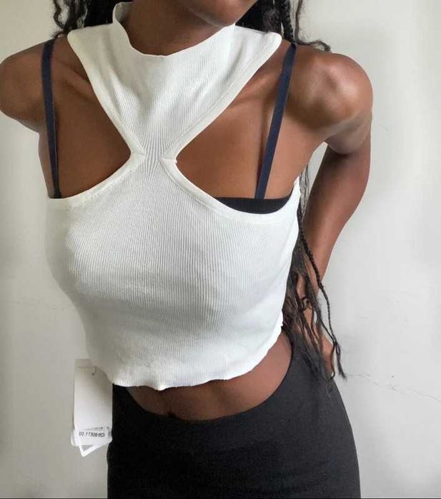 crop top assimétrico branco