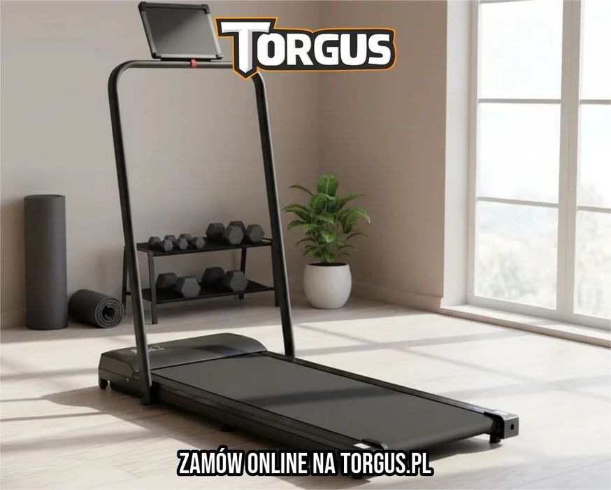 NOWA Bieżnia Domowa Elektryczna 1-10 km/h Składana Z Uchwytem Rączką MOVEPRO Do 100 KG Pad Treningowy Fitness Do Biegania Chodzenia Domu Pod Biurko FV