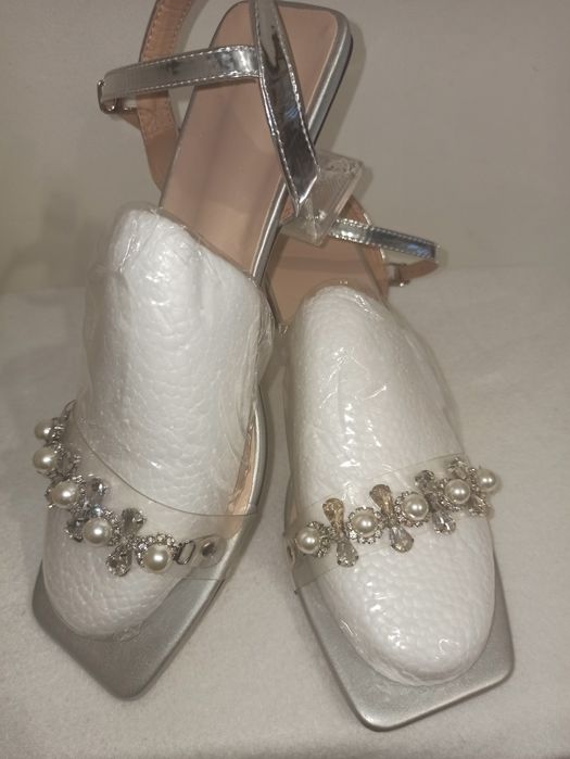 27 CM,42,Wide fit Sandały buty na obcasie ślub, impreza,diamenciki per