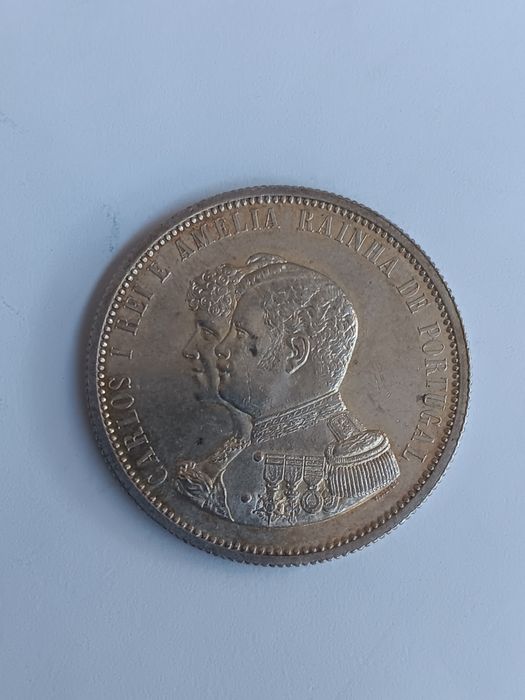 Moeda de prata bela de 1000 réis D.Carlos l, 1898
