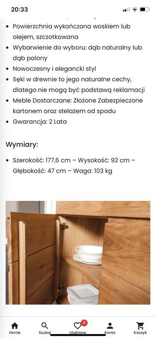 Piękna dębowa komoda Altanta