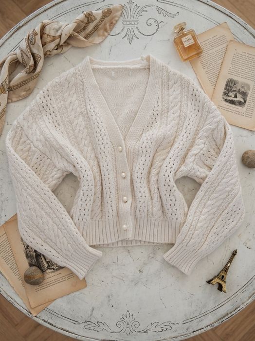 Sweter kardigan pleciony