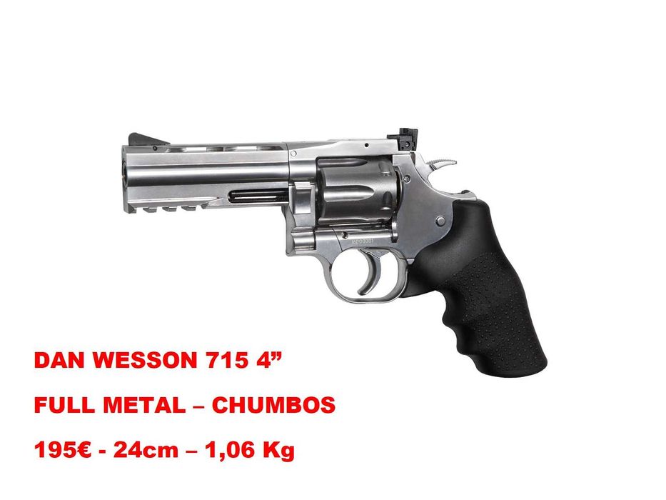 Revólver Pressão de Ar de CO2 Borner (Smith&Wesson MOD.36) Dan Wesson 715 de 2.5" e 4" METAL