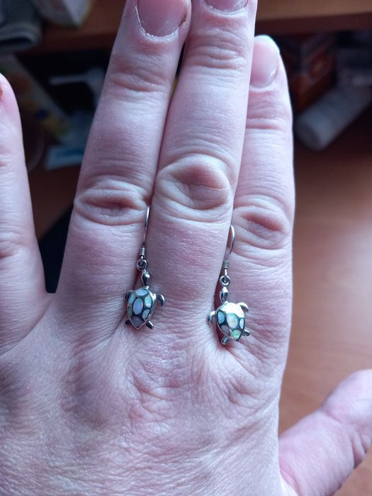 Серьги серебро опал