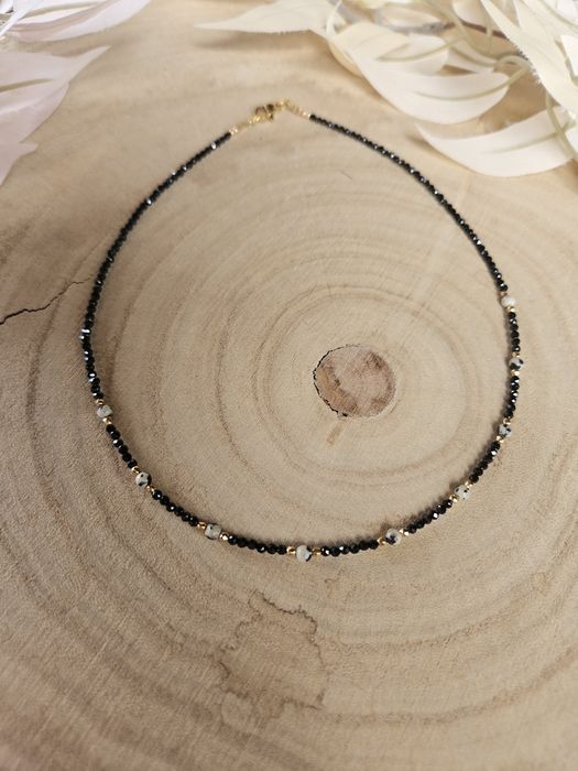 Naszyjnik Choker kamienie Spinel Jaspis Dalmatyński Hematyt