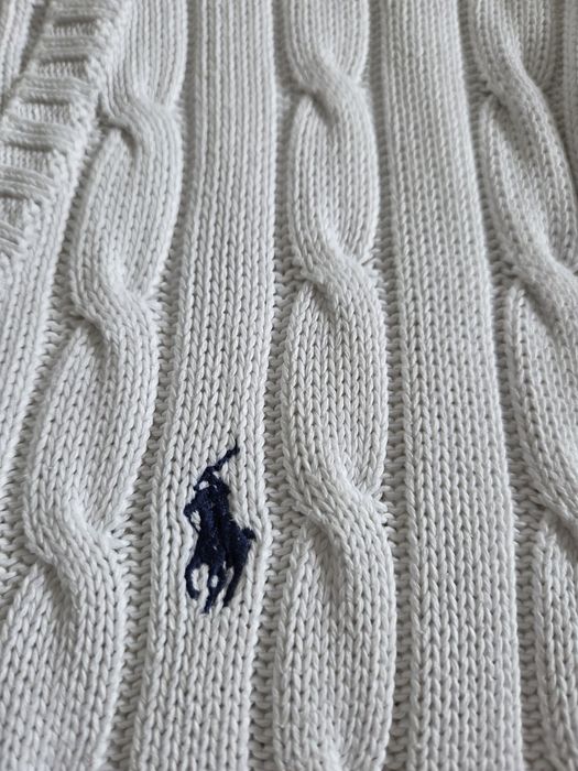 Biały sweterek Ralph Lauren warkocz