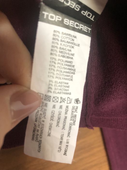 Sweterek bordowy krótki wiązany rozmiar S Top Secret