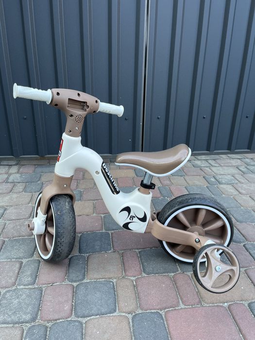 Велосипед-беговел BestTrike бежевий 2 в 1 трьоколісний музичний