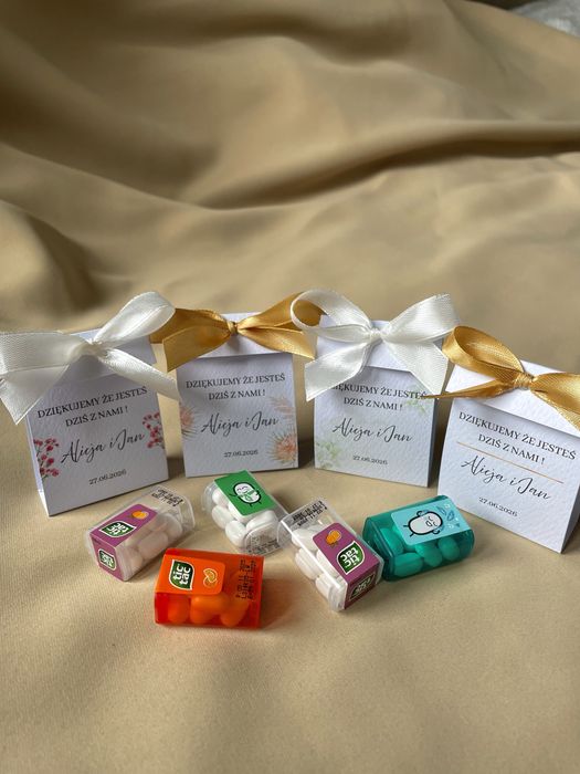 Podziękowanie dla gości weselnych upominek wesele ślub tic tac